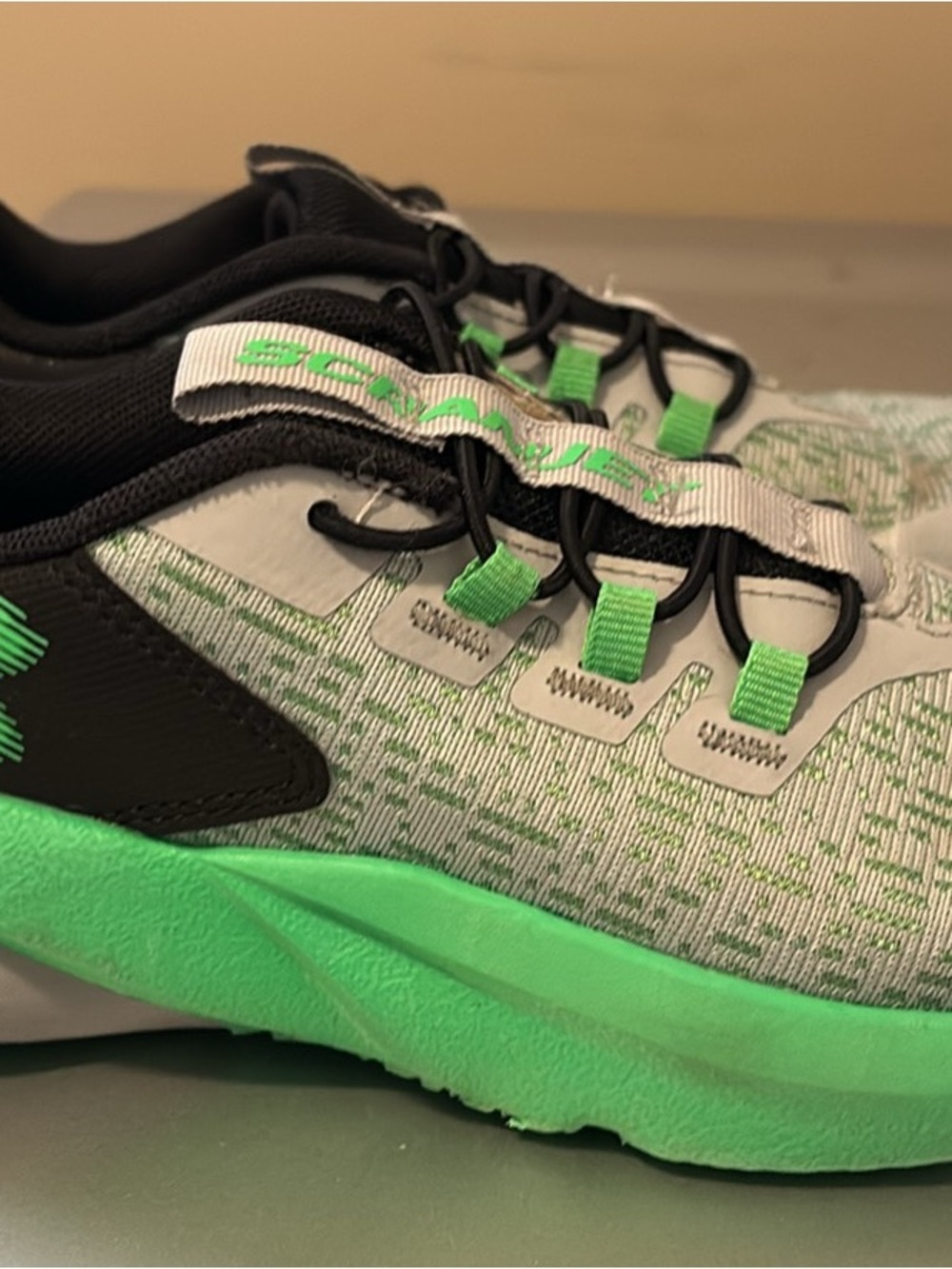 Under Armour Kids Neon Green and Black Athletic Sneakers
